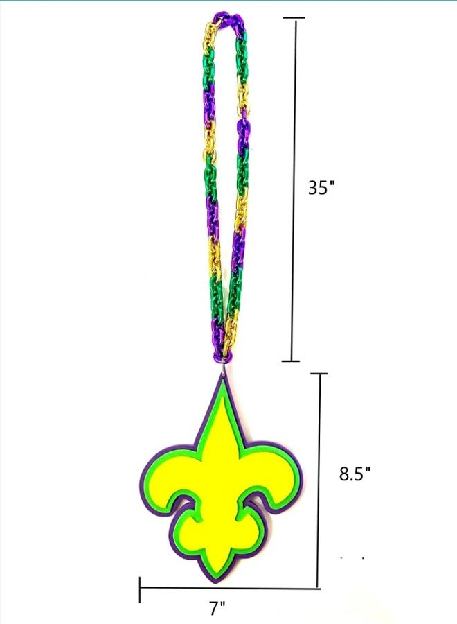 GZYSSL Mardi Gras Beads Necklaces Jumbo Purple Green Gold Pendant Chain Mardi Gras Throw Beads Party Parade Decorations - Image 3